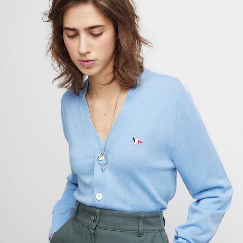 Maison Kitsune Merinos Cardigan Light Blue size M